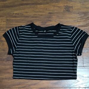 Black and White Striped Women's Top